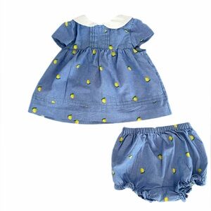 Janie and Jack Blue Dress Set with Lemon Accents - Size 6-12 months